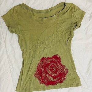 Olive Green Floral Women's Top